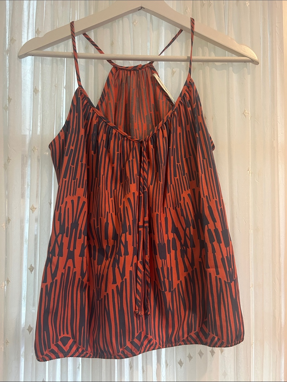 Twelfth Street by Cynthia Vincent Orange and Denim Blue Printed Racerback Cami